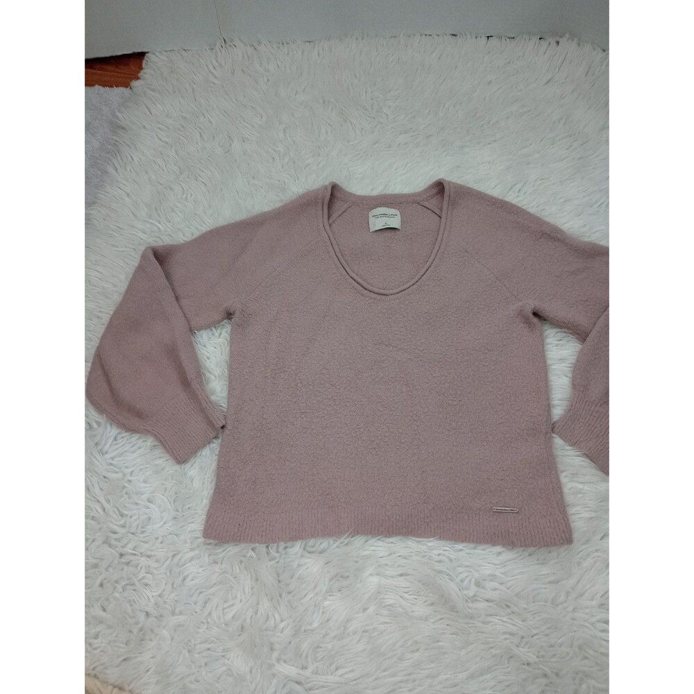 ABERCROMBIE & FITCH Soft A&F Collection V-Neck Sweater Womens S Dusty pink